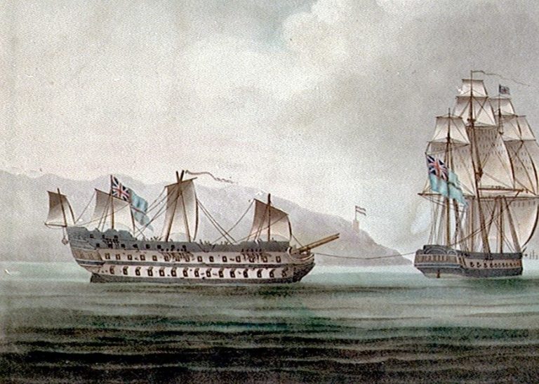 HMS Naiad towing Bellisle